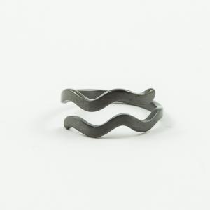 Steel Ring Wave Black Nickel