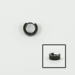 Steel Hoop Earring Black 11x4.5mm
