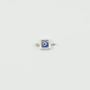 Silver Square Blue Eye 1.4x0.8cm