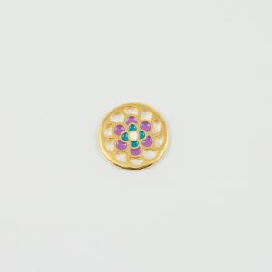 Χρυσός Κύκλος Λουλούδι Σμάλτο 2.2cm