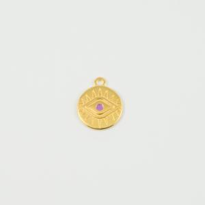 Eye Gold Enamel Purple 1.9x1.6cm