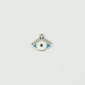 Ασημί Μάτι Σμάλτο Μπλε 1.4x1.2cm