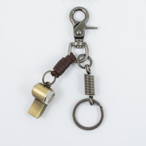 Keyring Lobster Claw Whistle Leather