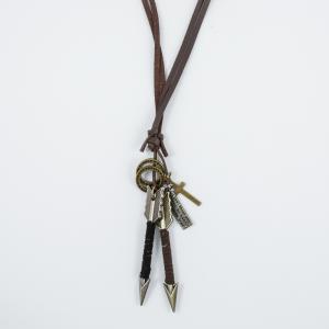 Necklace Leather Double Arrows
