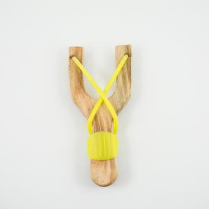 Wooden Slingshot Yellow 18x8cm