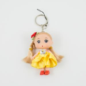 Keyring Doll Yellow Dress 13x5cm
