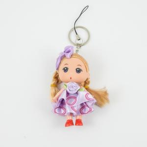 Keyring Doll Lilac Dress 13x5cm