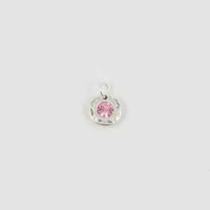 Silver Pendant Pink 13x9mm