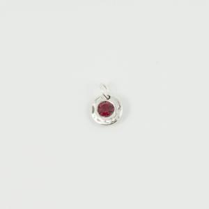 Silver Pendant Red 13x9mm