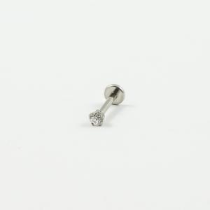 Σκουλαρίκι Χειλιών Ζιργκόν Λευκό 8mm