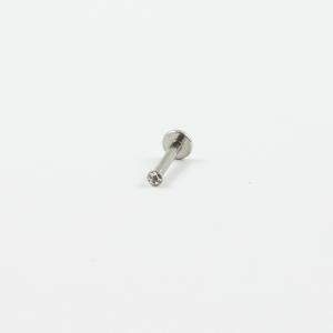 Σκουλαρίκι Χειλιών Ζιργκόν Λευκό 1cm (J)
