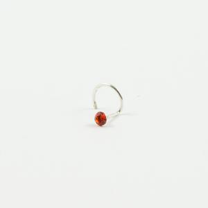 Nose Pin Silver Zirgon Red