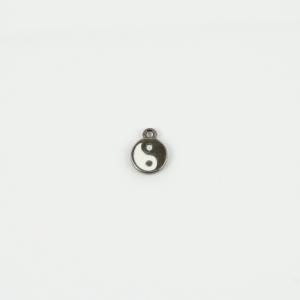Μεταλλικό Yin & Yang Ασημί 1.1x0.9cm