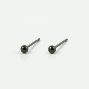 Earrings Marble Black Nickel 3mm