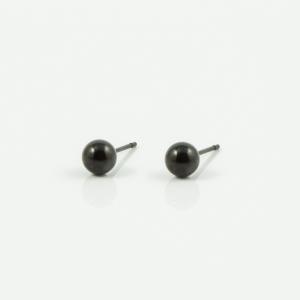 Earrings Marble Black Nickel 5mm