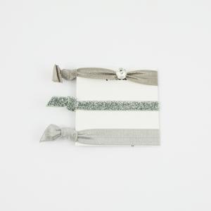 Set Elastic Bracelets Gray-Glitter