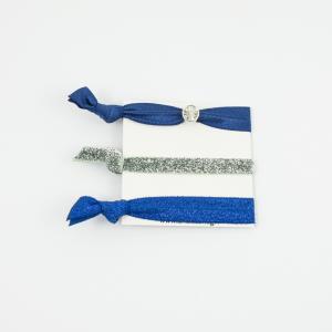 Set Elastic Bracelets Blue-Glitter
