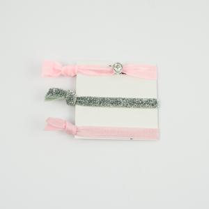 Set Elastic Bracelets Pink-Glitter