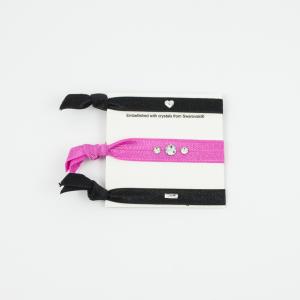 Set Bracelets Black-Magenta Swarovski