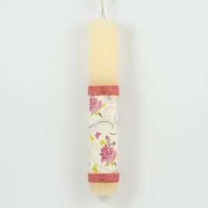 Candle Floral Ivory 21x3.5cm