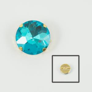 Round Rhinestone Turquoise 2.8cm
