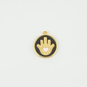 Hand Gold Enamel Black 2.1x1.8cm