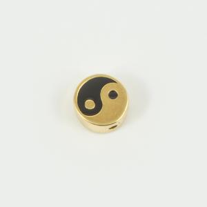 Yin Yang Gold Enamel Black 9mm