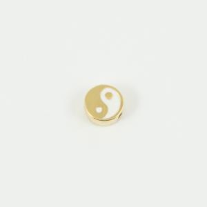 Yin Yang Χρυσό Σμάλτο Λευκό 9mm