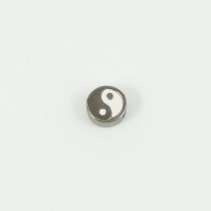 Yin Yang Black Nickel Σμάλτο Λευκό 9mm
