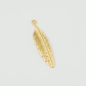 Metal Feather Gold 4.6x1.1cm