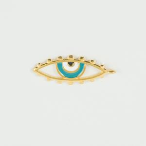 Eye Gold Enamel Turquoise 4.2x1.6cm