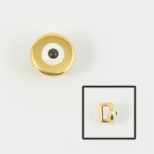 Gold Plated Eye White Enamel 9mm