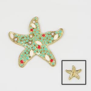 Gold Plated Starfish Enamel 6.7x6.7cm