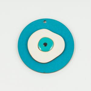 Wooden Eye Turquoise 5cm
