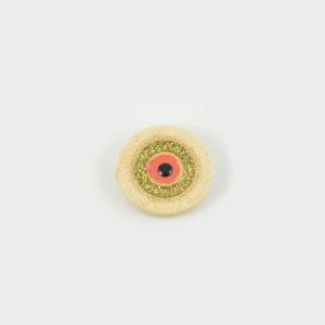 Κεραμικό Μάτι Μπεζ-Κοραλλί 2cm