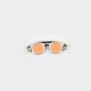 Glasses Silver Enamel Orange 2.3x0.8cm