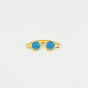 Glasses Gold Enamel Blue 2.3x0.8cm