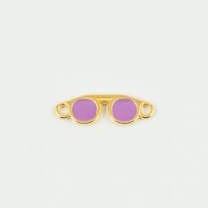 Glasses Gold Enamel Purple 2.3x0.8cm