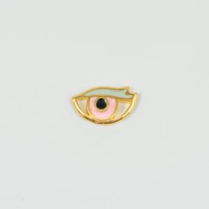 Μάτι Χρυσό Σμάλτο Ροζ 1.8x1.2cm
