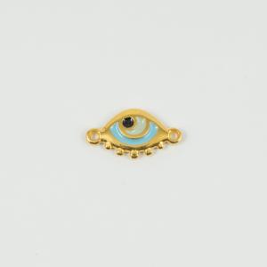 Μάτι Χρυσό Σμάλτο Τυρκουάζ 2x1.1cm