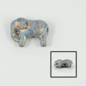 Ceramic Elephant Blue-Gold 2.8x2.2cm