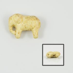 Ceramic Elephant Beige-Gold 2.8x2.2cm