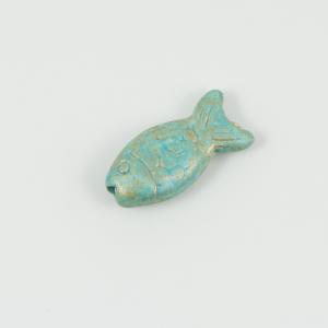 Ceramic Fish Seafoam-Gold 2.7x1.3cm
