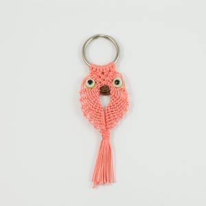 Key Ring Knitted Owl Coral