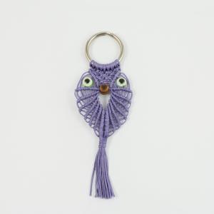 Key Ring Knitted Owl Lilac