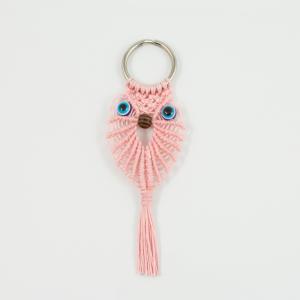 Key Ring Knitted Owl Pink
