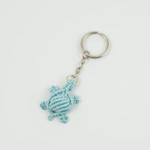 Key Ring Knitted Turtle Light Blue