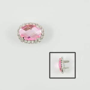 Oval Crystal Pink 3.2x2.6cm