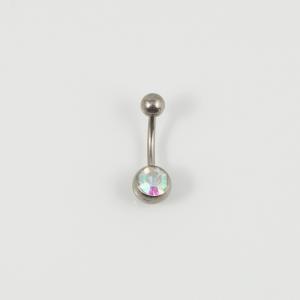 Σκουλαρίκι Τιτάνιο Κρύσταλο Ιριζέ 2.4cm