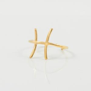 Metal Ring Gold Pisces